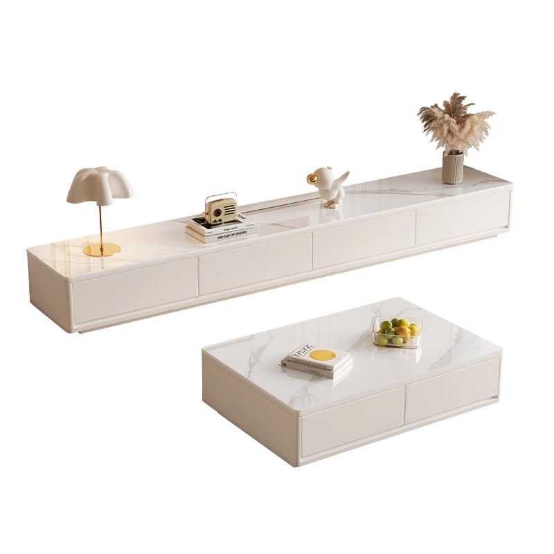 Home Cinema Furniture - Modern Lüks Ahşap Mermer TV Ünitesi