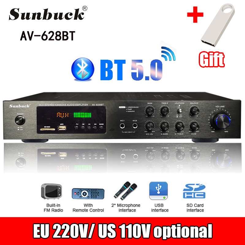 Home Cinema Receiver - 110/220V 2000W Bluetooth Güç Amplifikatörü Ses