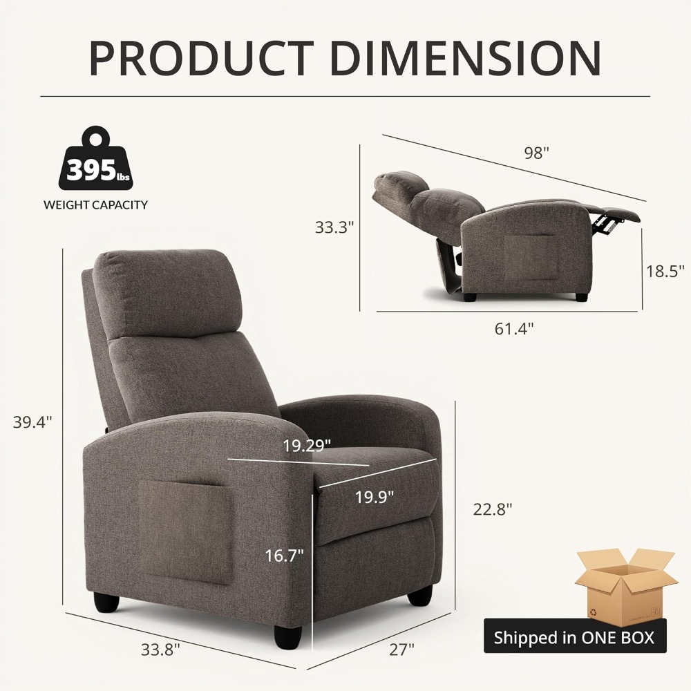 Home Cinema Furniture - Modern Manuel İtmeli Yatar Koltuk, Ayarlanabilir